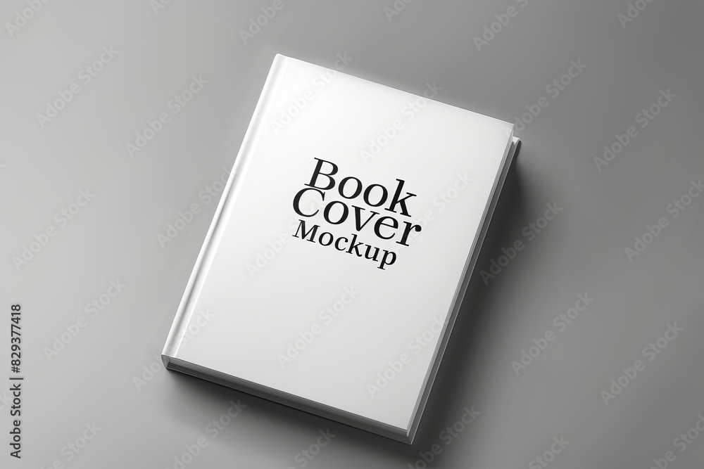 A book cover mockup featuring a beautiful design on a gray background, showcasing elegance and creativity. Mockup for design A book cover mockup featuring a beautiful design on a gray background, showcasing elegance and creativity. Mockup for design