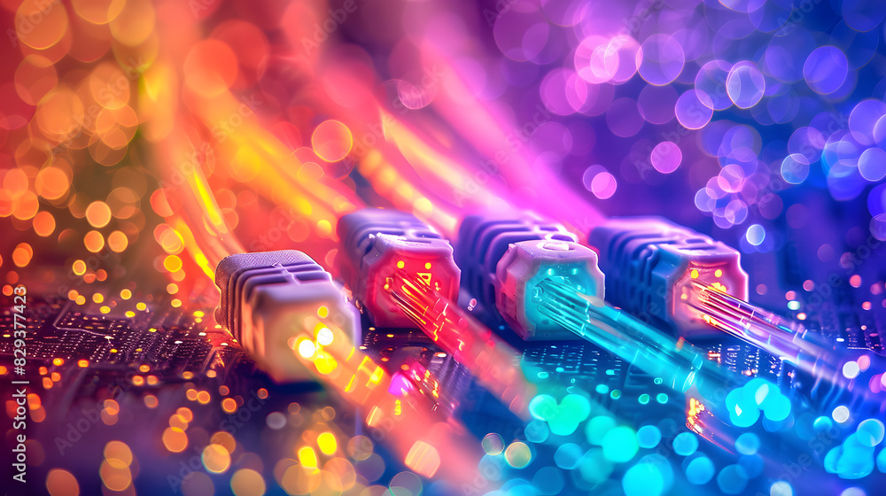 colored electric cables and led. optical fiber, intense colors, background for technology image and new business colored electric cables and led. optical fiber, intense colors, background for technology image and new business