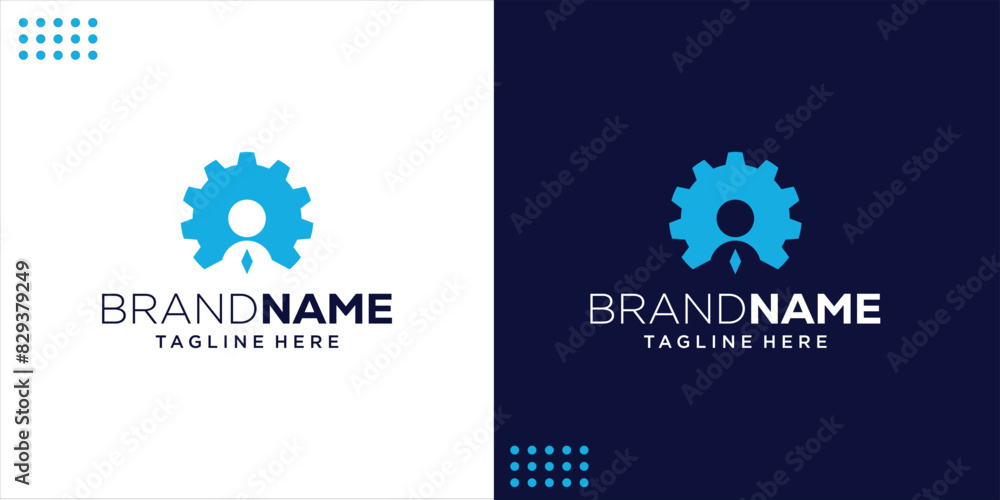 Creative Logo Gear Negative Space People, Design Inspiration, Illustration, Vector Creative Logo Gear Negative Space People, Design Inspiration, Illustration, Vector