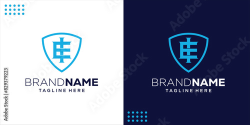 Creative IE Letter Logo With Shield Frame, Design Inspiration, Illustration, Vector