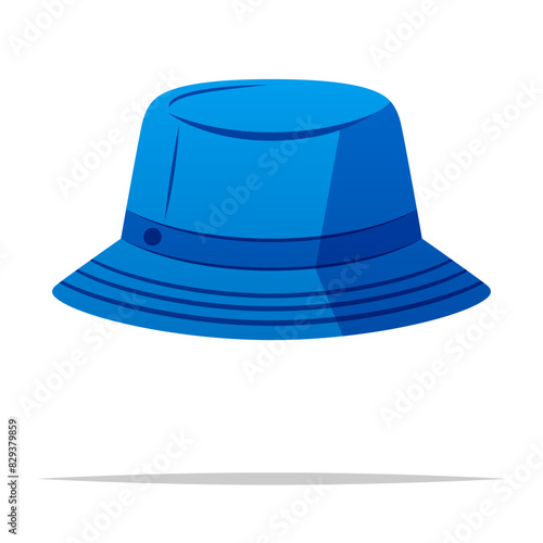 Blue bucket hat vector isolated illustration
