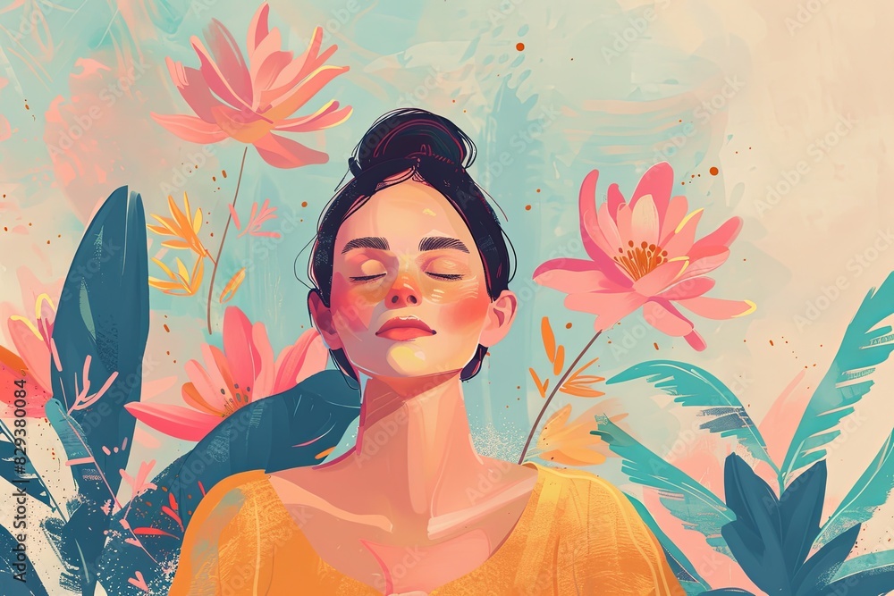 portrait of a woman with flowers portrait of a woman with flowers