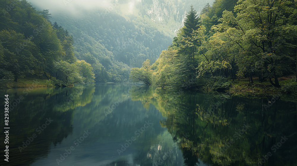 A Serene River Reflecting the Surrounding Landscape