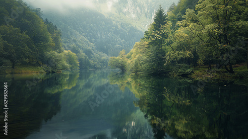 A Serene River Reflecting the Surrounding Landscape © fotobieshutterb