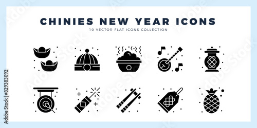 10 Chinese New Year  Glyph icon pack. vector illustration.