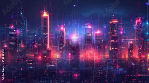 Futuristic Smart Cyber City  Innovative Urban Landscape in Digital Circuitry  futuristic technology concept   graphic banner design