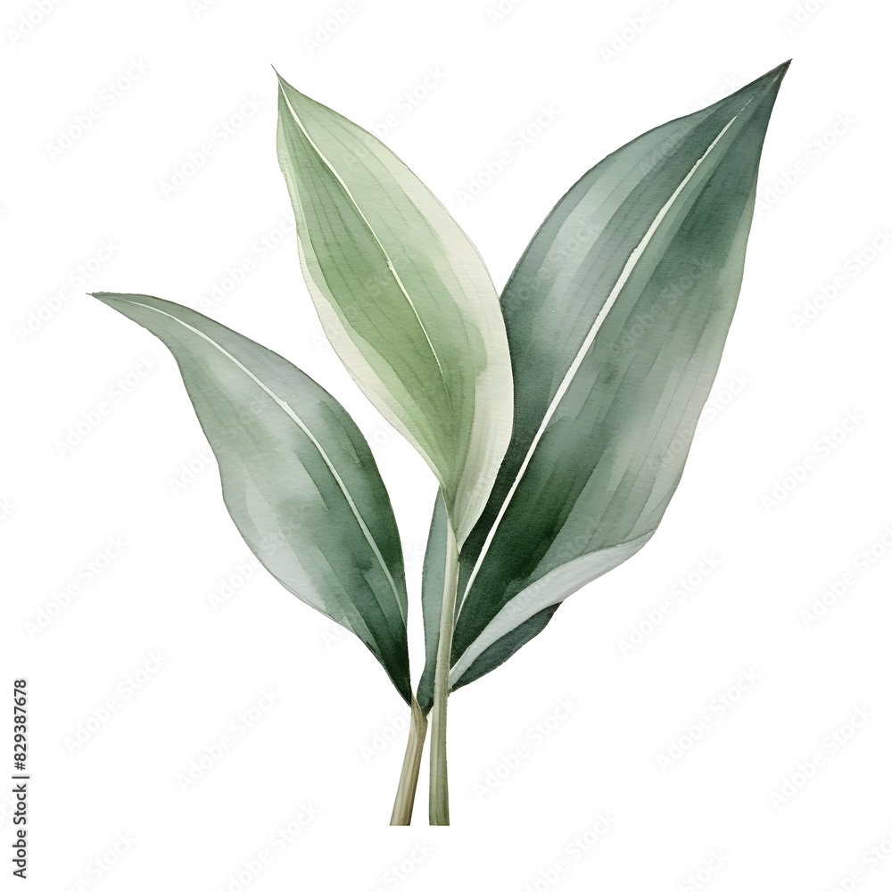 Obraz premium Lush Tropical Cordyline Leaf on White Background
