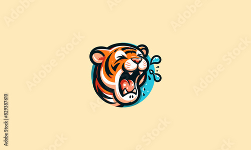 tiger cry vector illustration flat design logo
