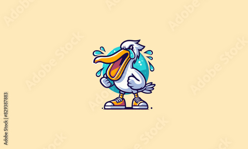 pelican cute cry vector illustration mascot design
