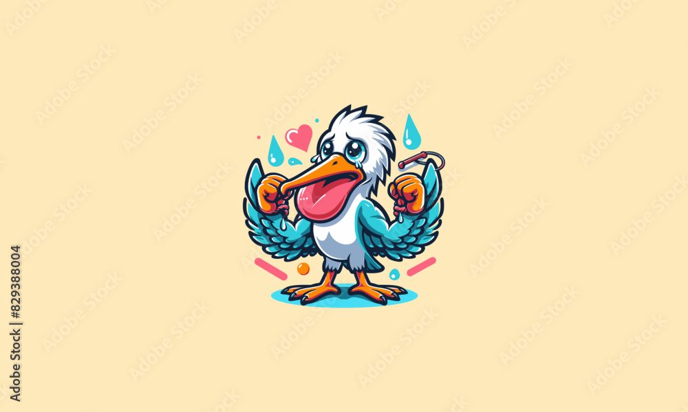 pelican cute cry vector illustration mascot design pelican cute cry vector illustration mascot design