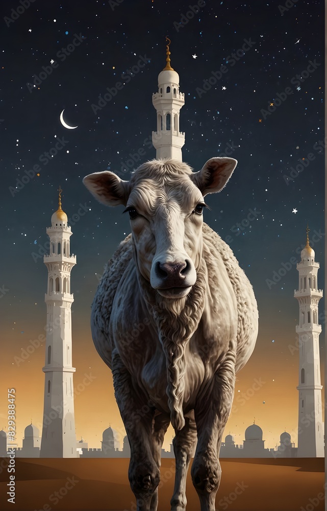 Fototapeta premium Eid al adha illustration poster of clean