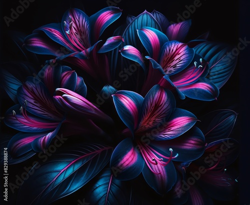 Illustration of Clivia flowers with a dark, moody aesthetic photo