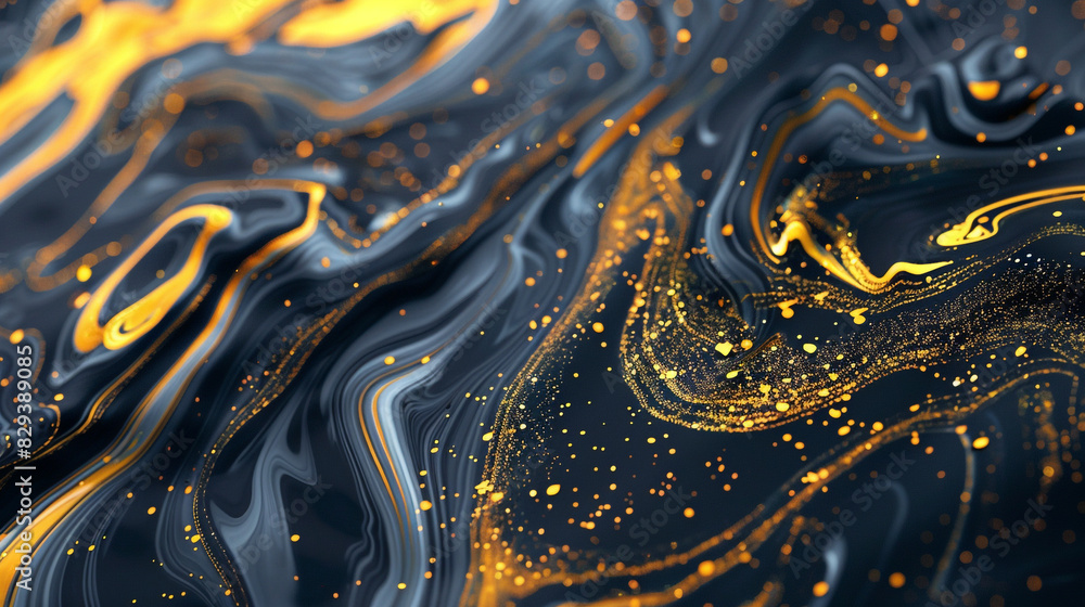 Render an AI-generated image showcasing detailed marble ink designs with dazzling lemon yellow glitter. Render an AI-generated image showcasing detailed marble ink designs with dazzling lemon yellow glitter.