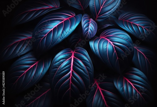 Illustration of Schefflera leaves with a dark, moody aesthetic photo
