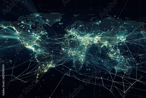 World map with digital footprint showcasing interconnectedness 