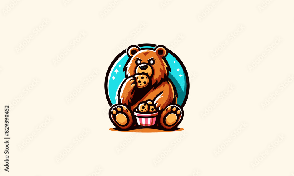 grizzly eat cookies vector illustration mascot design grizzly eat cookies vector illustration mascot design