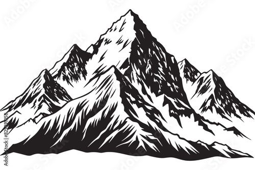 Mountain lake silhouette landscape illustration vector