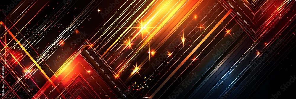 triangle line on regular blue, gold, and pink blue three-dimensional striped background, glow , black background triangle line on regular blue, gold, and pink blue three-dimensional striped background, glow , black background