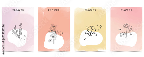 flower background with lavender,magnolia,sunflower.illustration vector for a4 page design