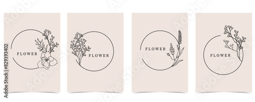 flower background with lavender,circle,wreath.illustration vector for a4 page design