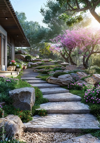 Wallpaper Mural Design Effect Picture of Villa Garden Landscape Torontodigital.ca