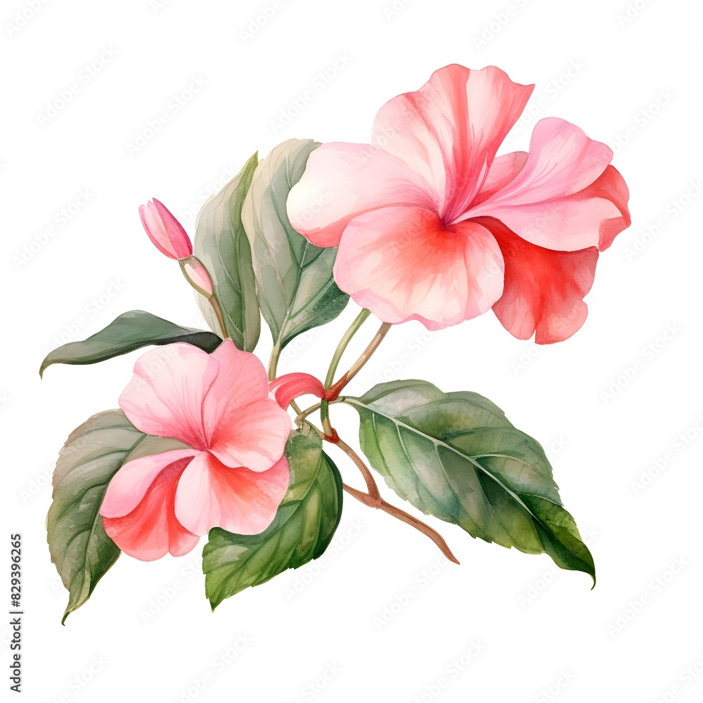 Vibrant Pink Tropical Flower Blossom in Watercolor Vibrant Pink Tropical Flower Blossom in Watercolor
