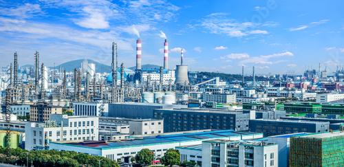 Fotografie Petrochemical plant industrial area equipment building landscape