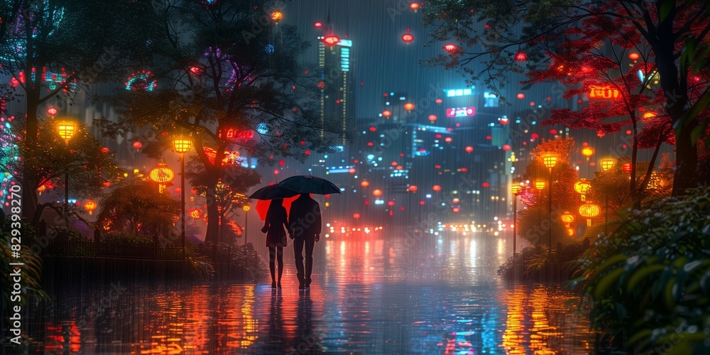 Glowing Umbrella Haven, generative ai Glowing Umbrella Haven, generative ai