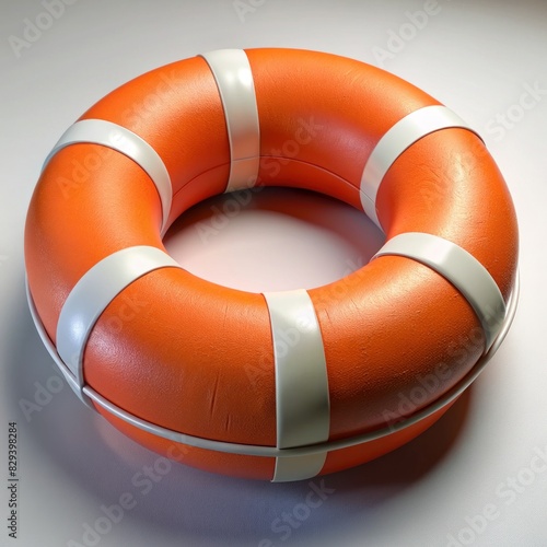 3D Render of a Styrofoam Lifebuoy, on isolated white background, Generative AI