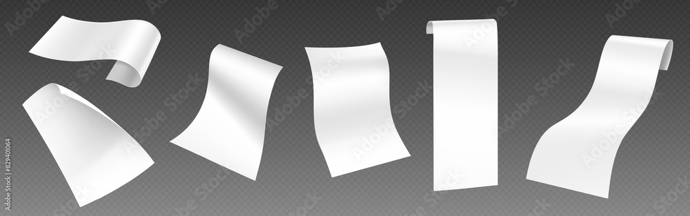 Paper receipt and bill mockup Realistic 3d vector illustration set of Paper receipt and bill mockup Realistic 3d vector illustration set of