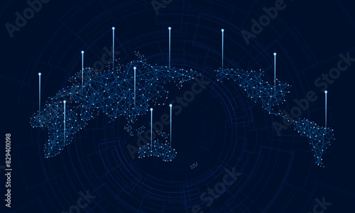 Abstract Airlines of the world map of airplane for logistic on Light out business  technology background Hitech communication concept innovation background, vector design
