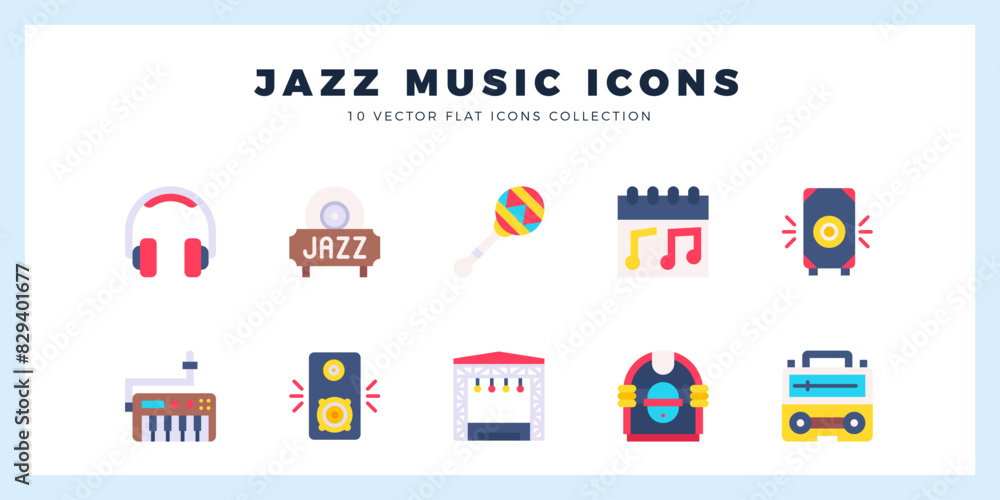 10 Jazz Music Flat icons pack. vector illustration. 10 Jazz Music Flat icons pack. vector illustration.