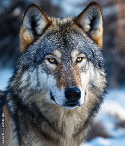 Portrait of wolf on nature background. Polar wolf.