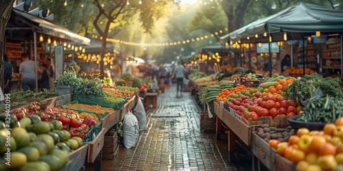 Lively Eco-Friendly Farmers Market, generative ai photo