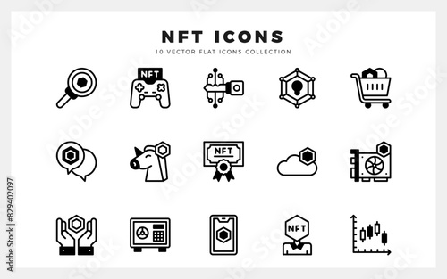 15 NFT Lineal Fill icons pack. vector illustration.