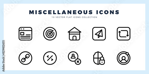 10 Social Media (Linkdin) Lineal icons pack. vector illustration.