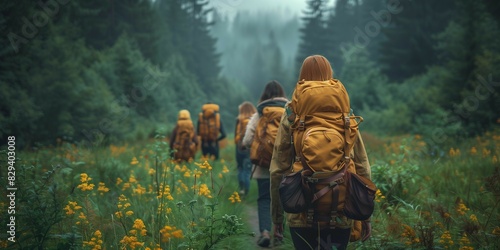 American Teens Trekking Through Nature's Splendor, generative ai photo