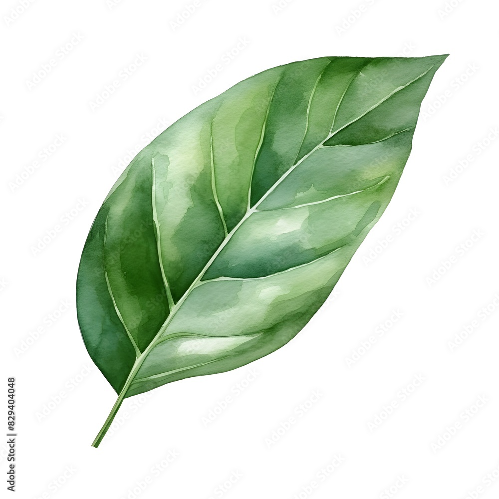 Fototapeta premium Vibrant Watercolor of Lush Thalia Leaf on Clean Background