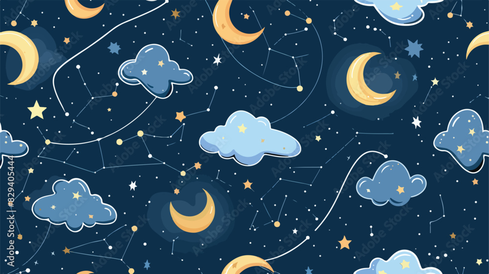 Night sky seamless pattern. Astrology concept. background