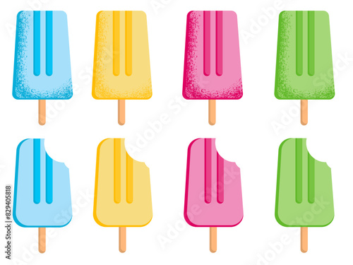 set of ice creams. Colorful ice-cream popsicle.