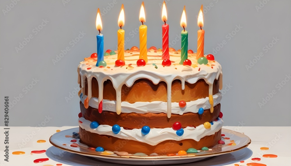 birthday cake with candles isolated on transparent background cutout ...