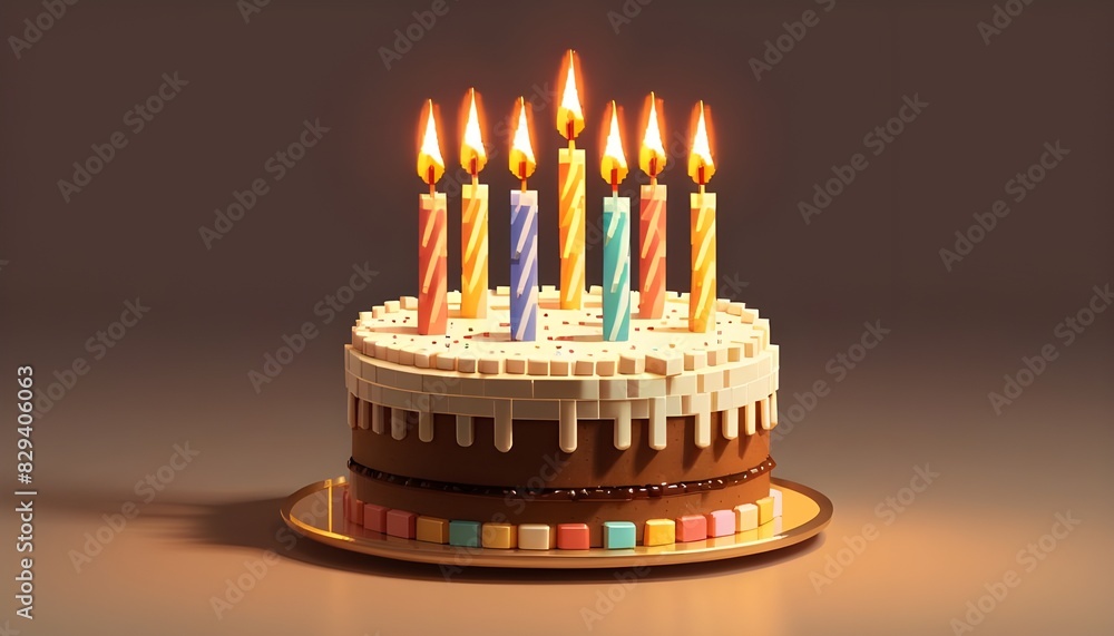birthday cake with candles isolated on transparent background cutout ...