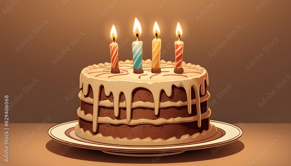 birthday cake with candles isolated on transparent background cutout ...