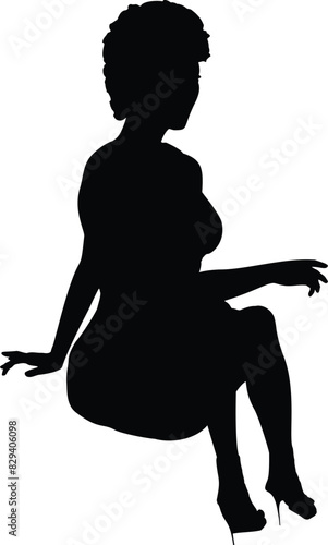 Silhouette of woman in short dress. Detailed silhouette of a woman in short party dress and high heels.