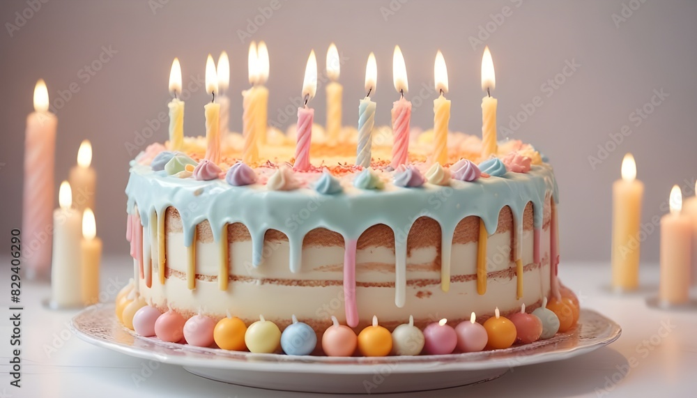 birthday cake with candles isolated on transparent background cutout ...