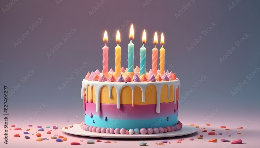 birthday cake with candles isolated on transparent background cutout ...
