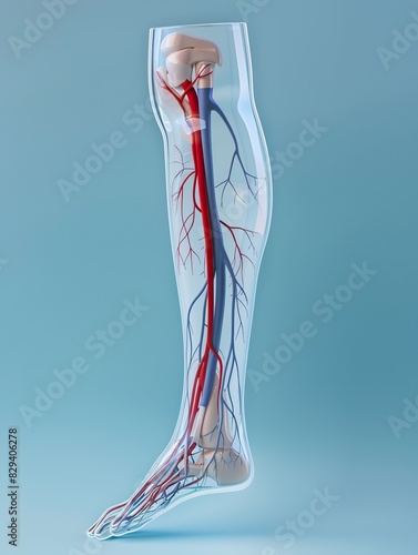 transparent cast of a leg showing the circulatory system of the leg