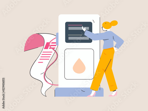 Vector Internet operation hand-drawn illustration of people getting discounts for refueling their cars
