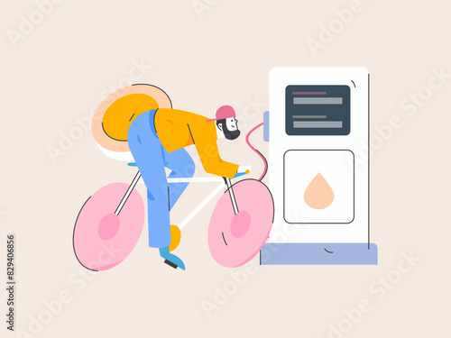 Vector Internet operation hand-drawn illustration of people getting discounts for refueling their cars
