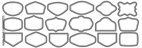 Set of vintage label and badges shape collections. Vector illustration. Black template for patch, insignias, overlay.	
